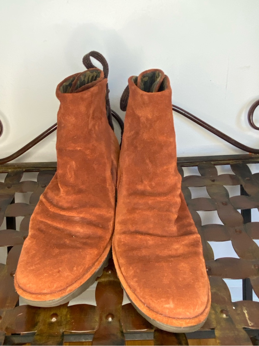 Fly London Yama ruched suede lace up ankle boots in rust - Picture 7 of 11
